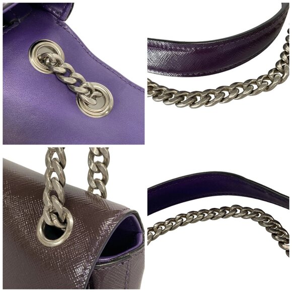 Auth PRADA Purple Patent Leather Shoulder Bag - Picture 10 of 14